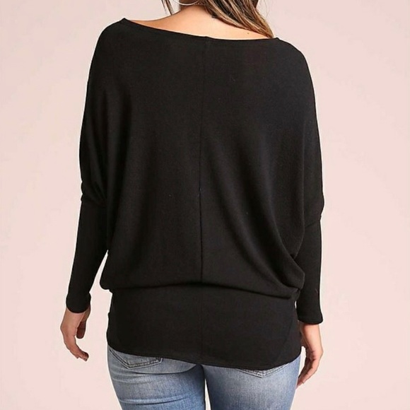 Textured Knit Dolman Blouse Black - Picture 6 of 14